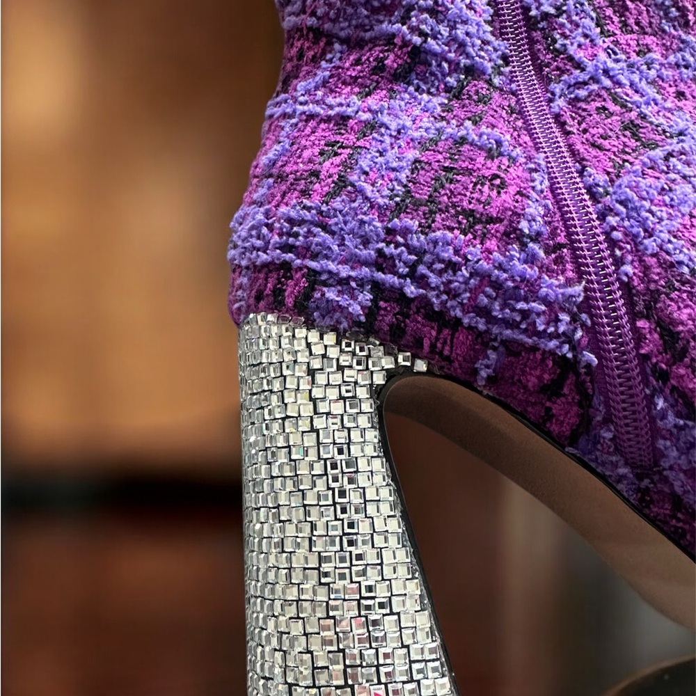 Betsey Johnson Purple Textured Women's Boots 7.5 - Picture 3 of 4